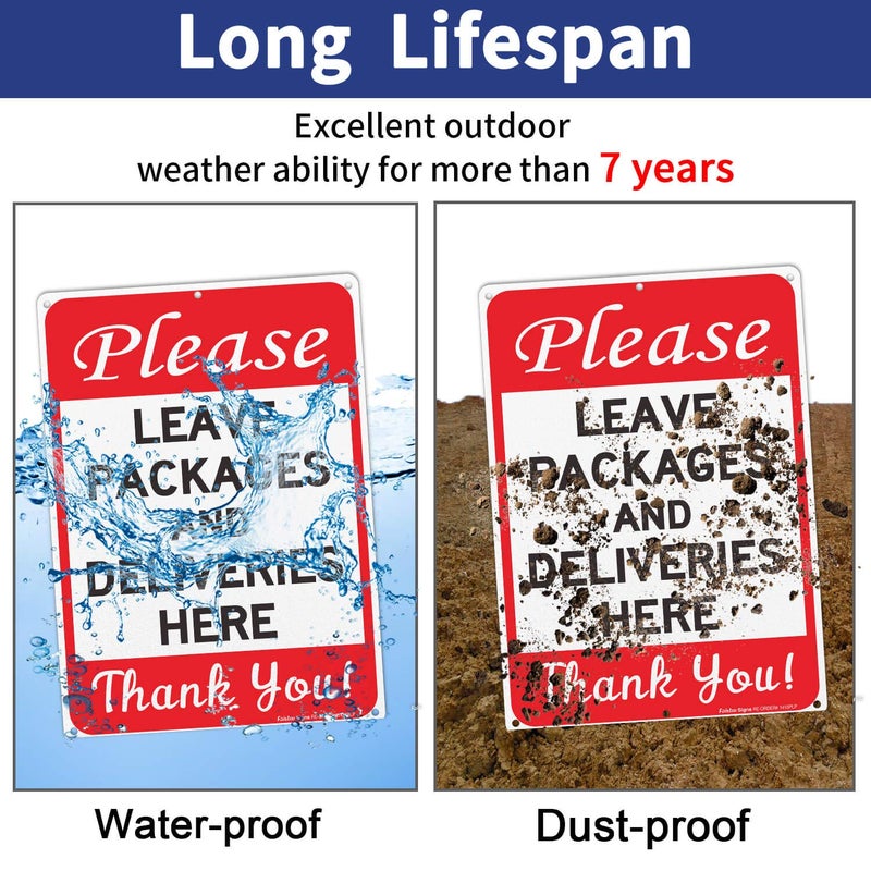Faittoo Please Leave Packages and Deliveries Here Sign, Reflective .40 Rust Free Aluminum 14 x 10 Inches, UV Protected, Weather Resistant, Waterproof, Durable Ink, Easy to Mount - Image 5